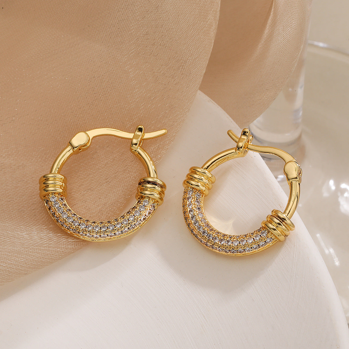Zircon 18K Gold Plated Hoop Earrings