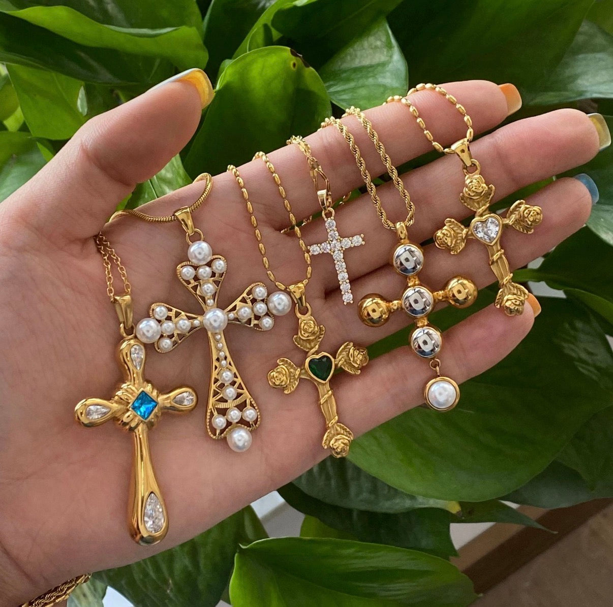 18K Gold Plated Stainless Steel Cross Necklace