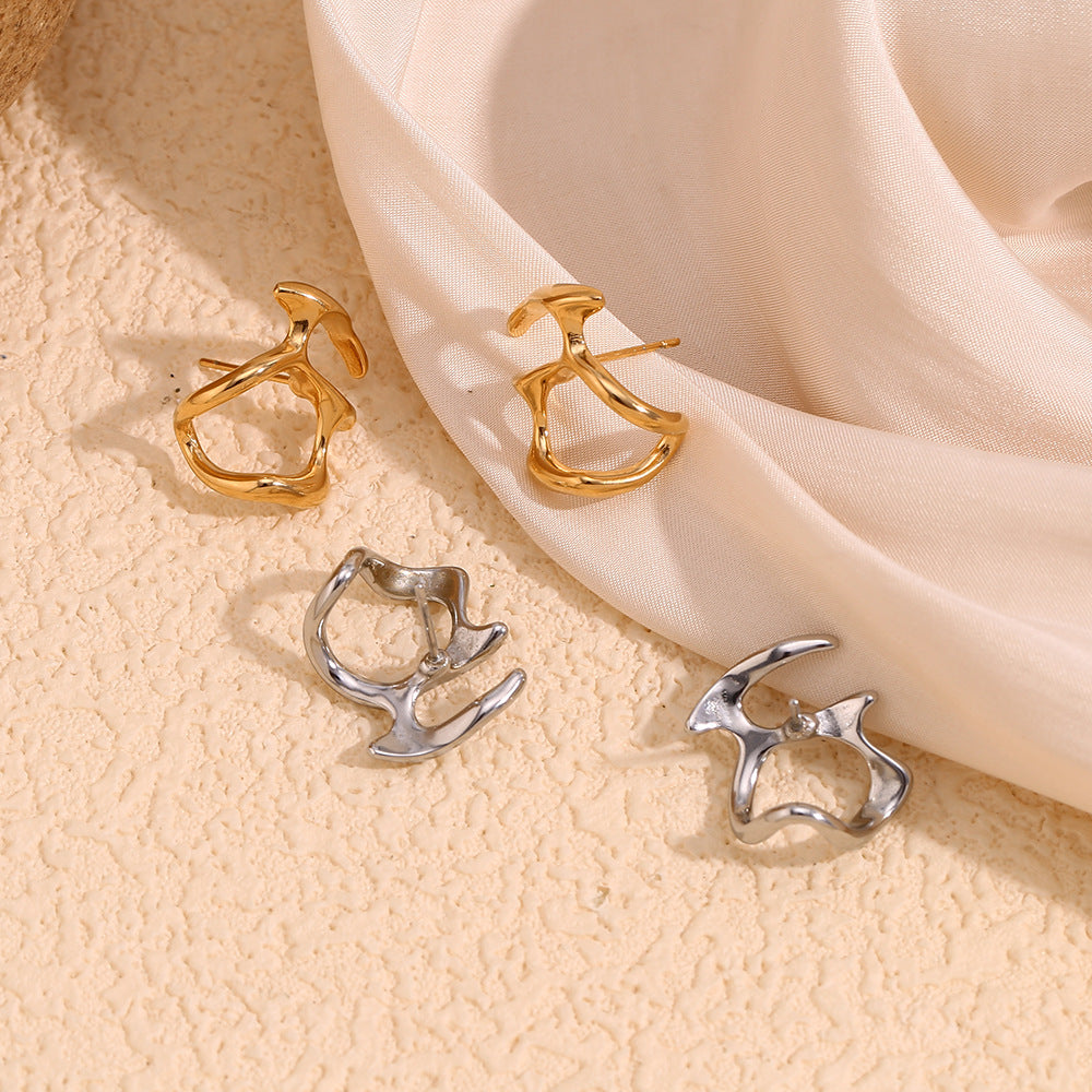 Abstract Mask Stud Earrings Stainless Steel