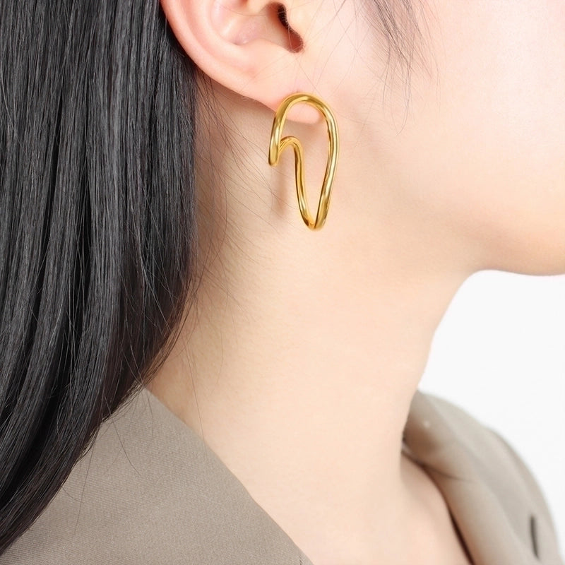 Exaggerated Irregular 18K Gold Plated Steel Earrings