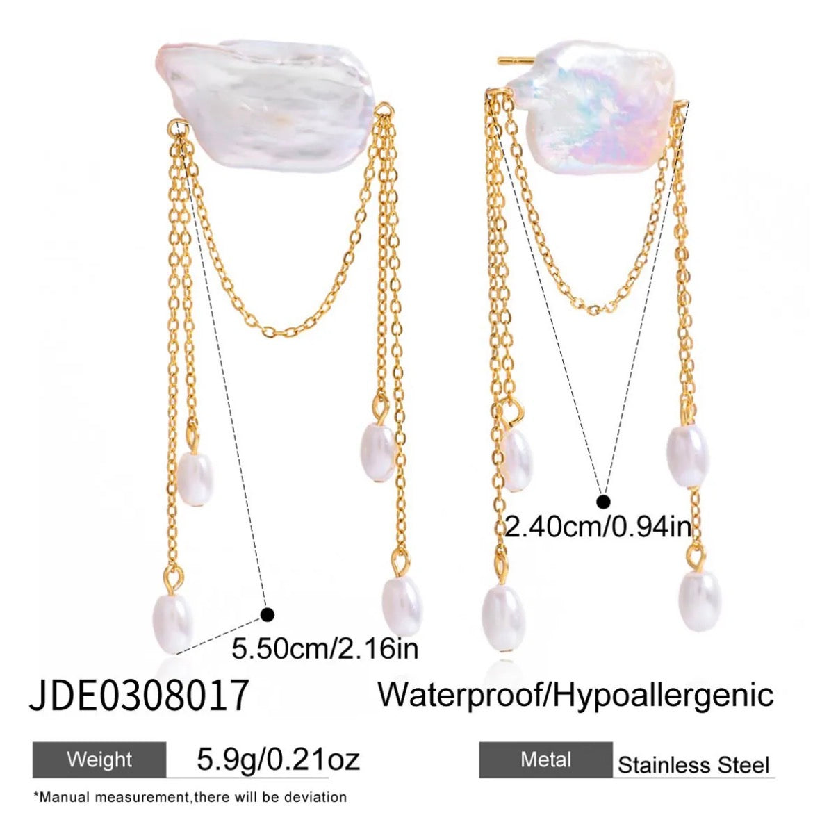 Artificial Baroque Pearl Drop Earrings