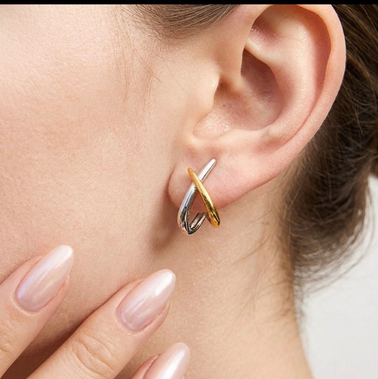 Geometric X Shape Cross Line Stud Earrings