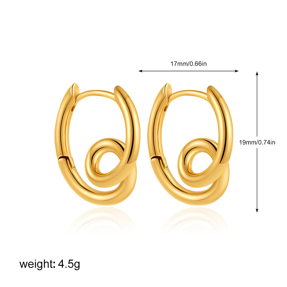 Circle Geometric Stainless Steel 18k Gold Plated Earrings