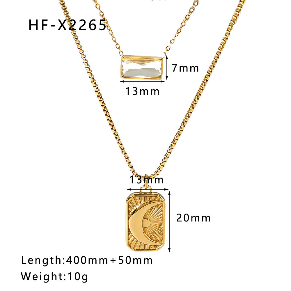 Moon Sun 18K Gold Plated Stainless Steel Necklaces