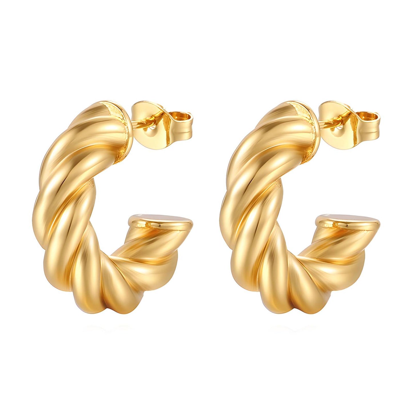 Earrings, 18K Gold Plated Steel