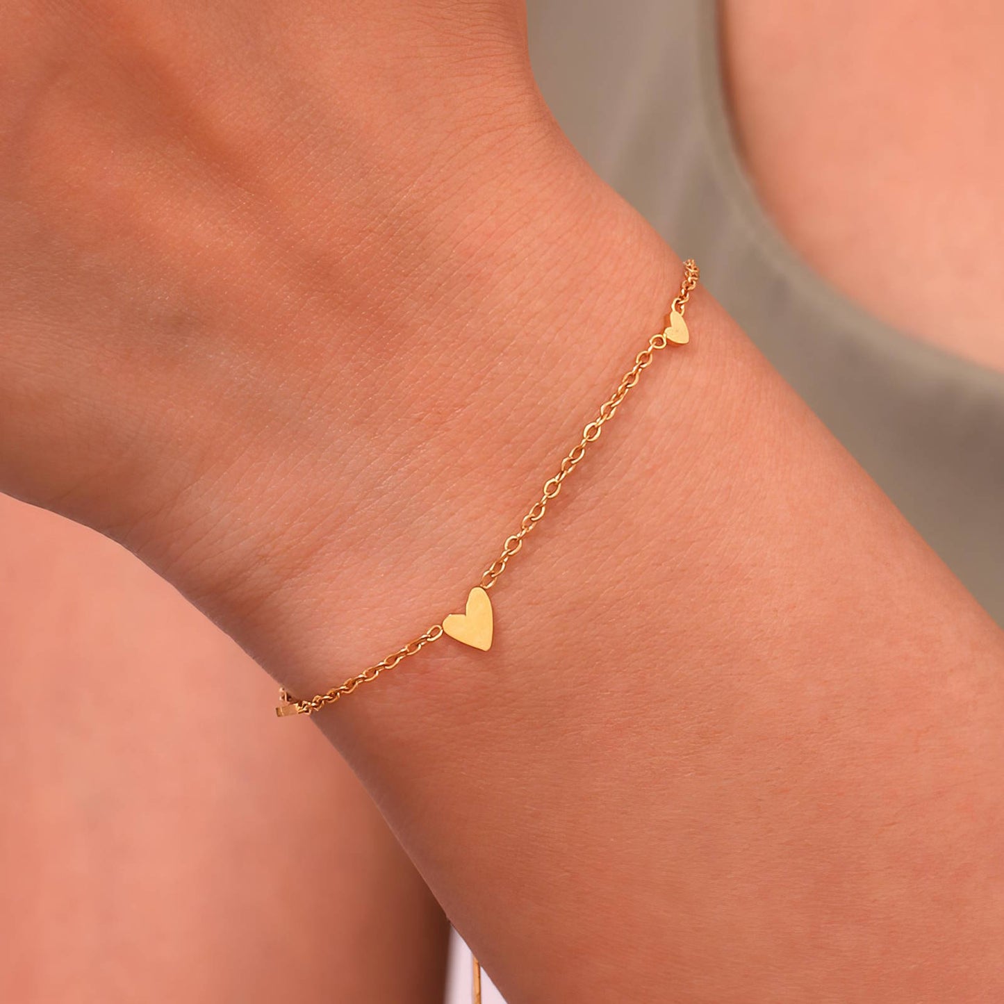 Hearts Bracelet 18K Gold Plated Steel