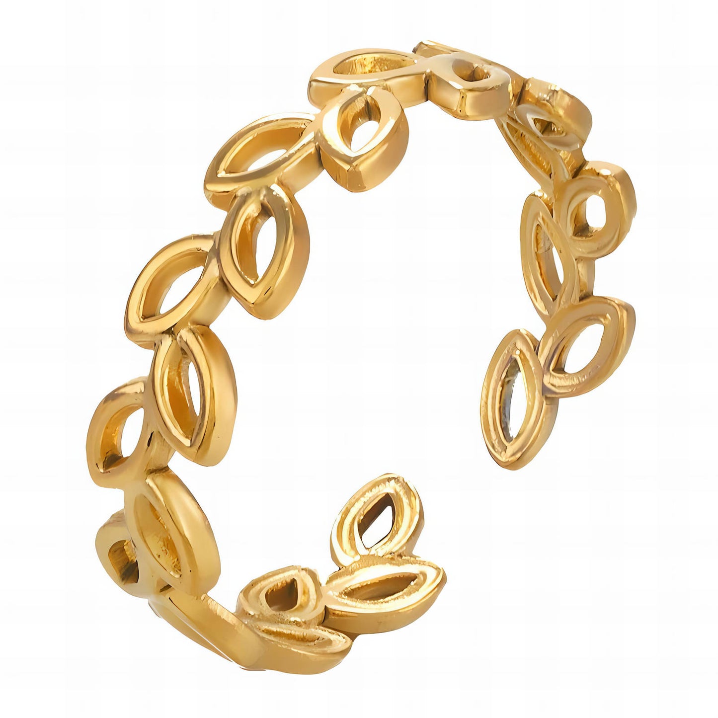 "Leaves" Ring, 18K Gold Plated Steel