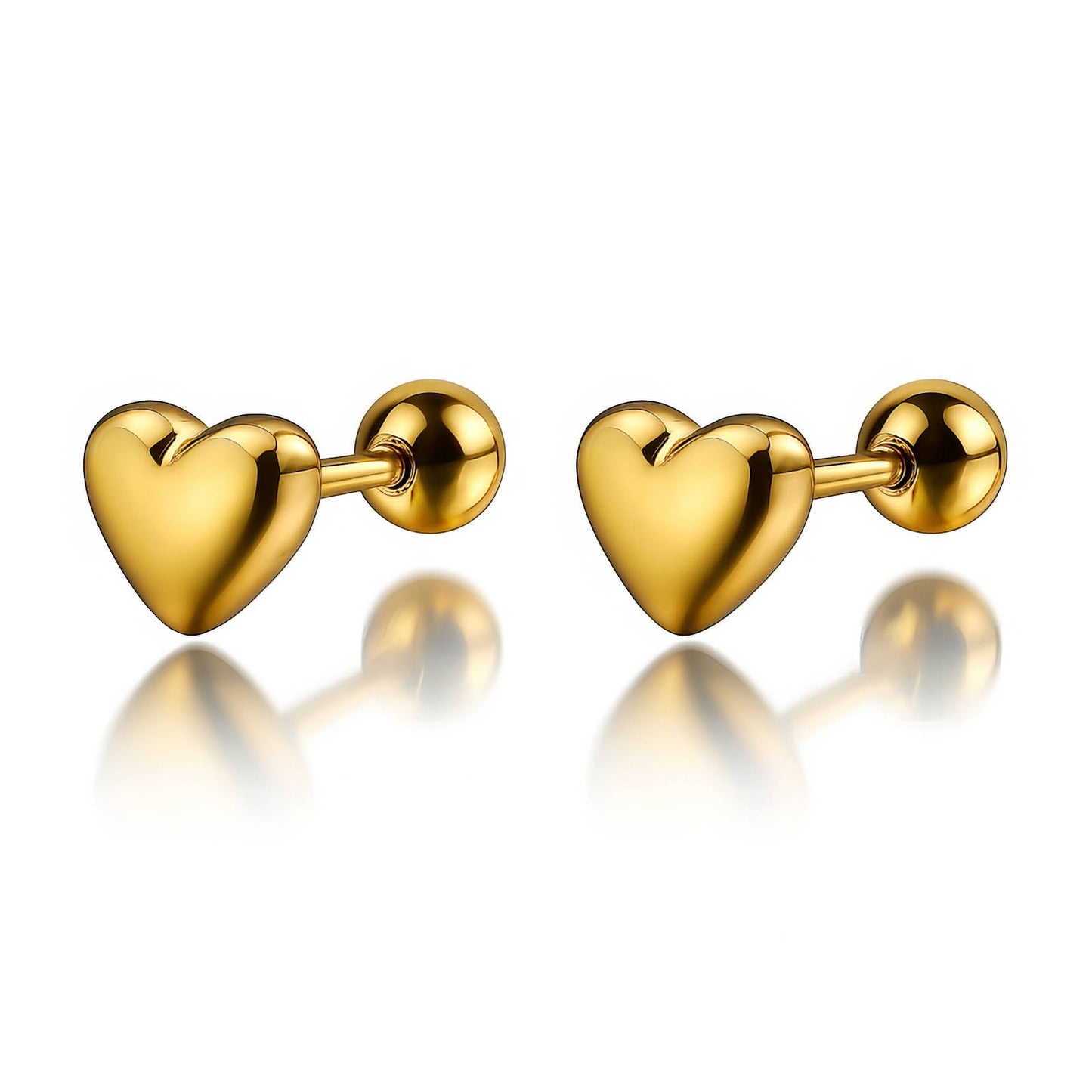 "Hearts" Earrings, 18K Gold Plated Steel