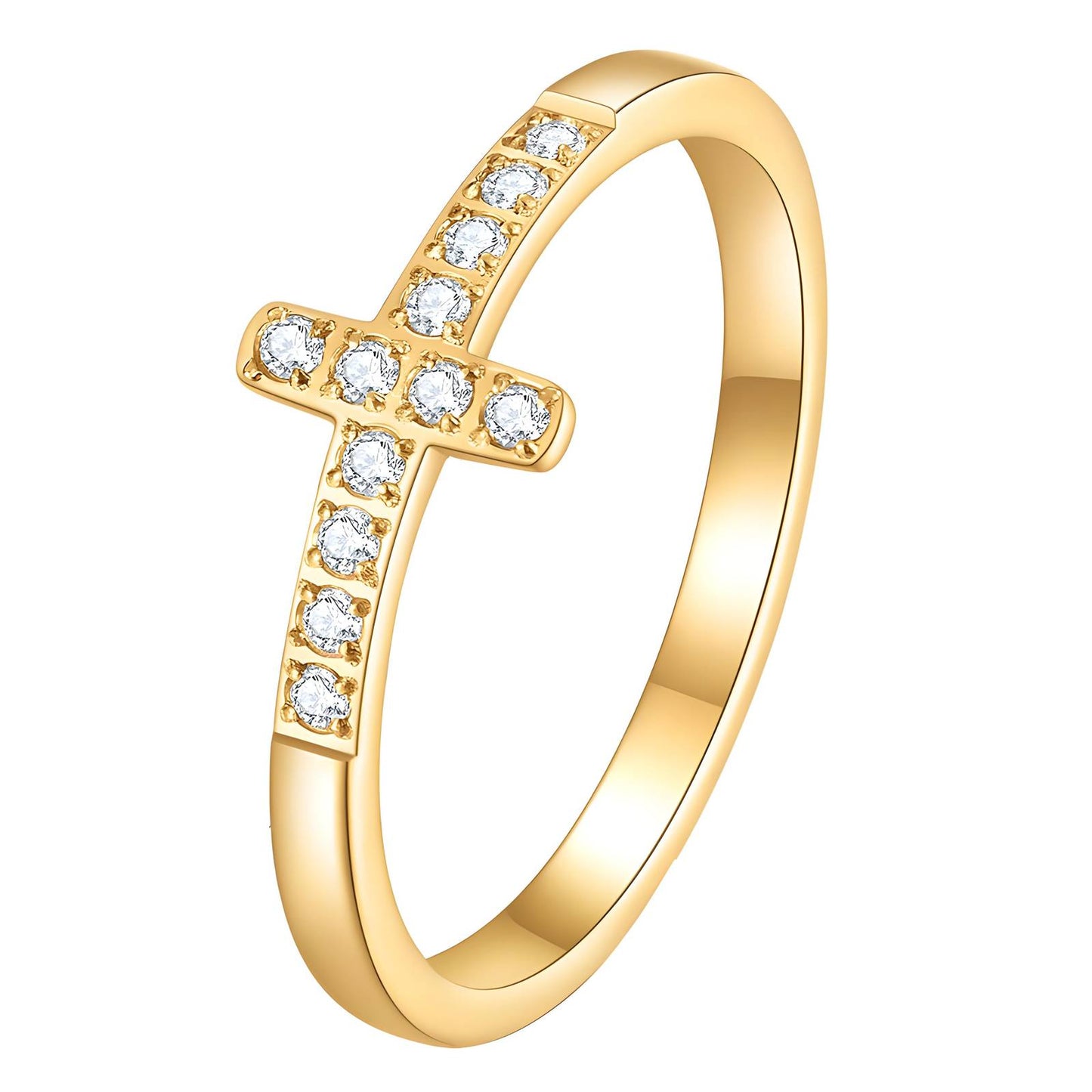 Crosses Ring 18K Gold Plated Steel