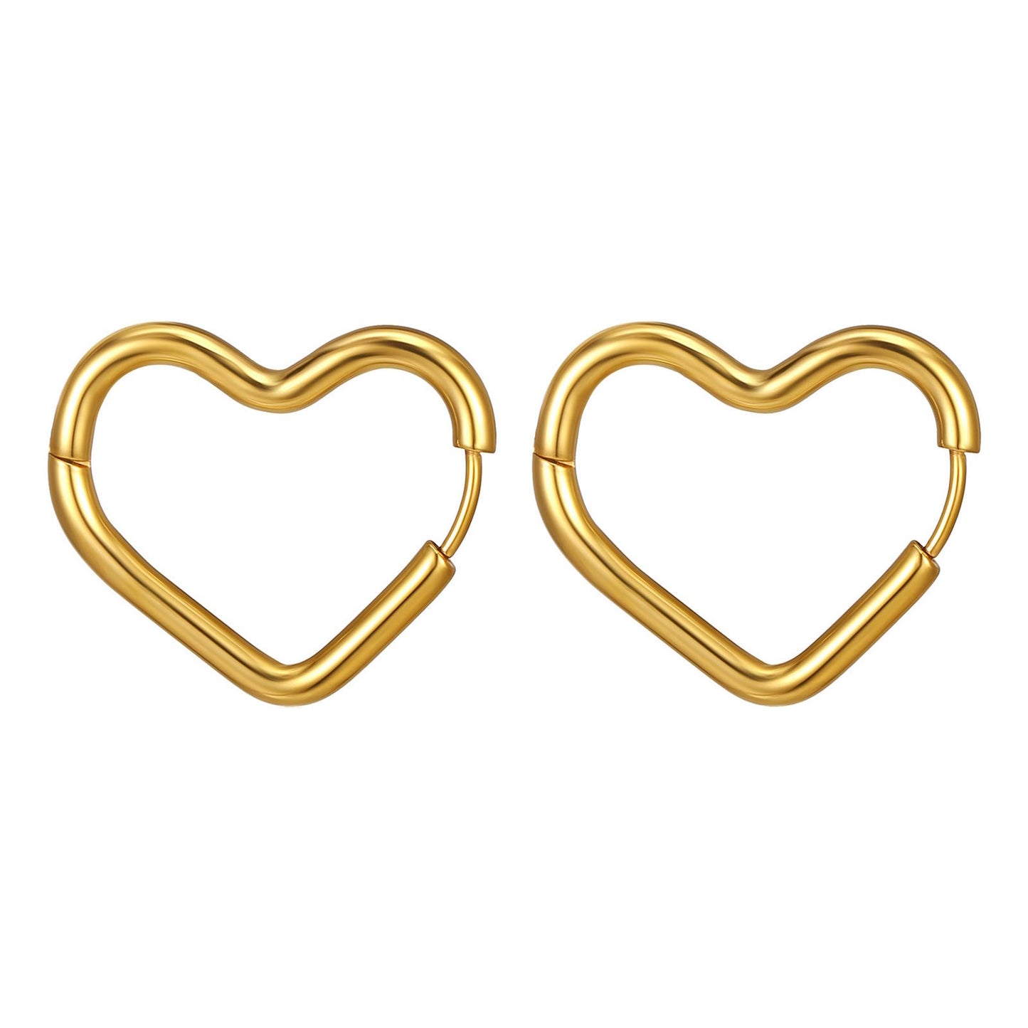 "Hearts" Earrings, 18K Gold Plated Steel