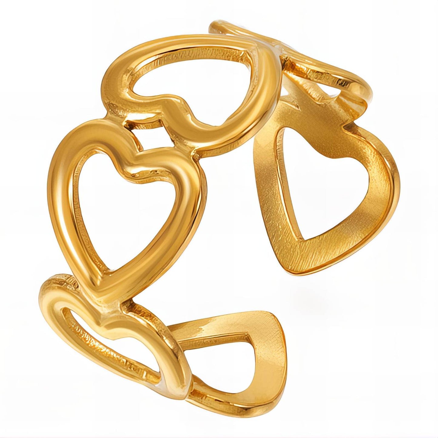 Hearts Ring 18K Gold Plated Steel