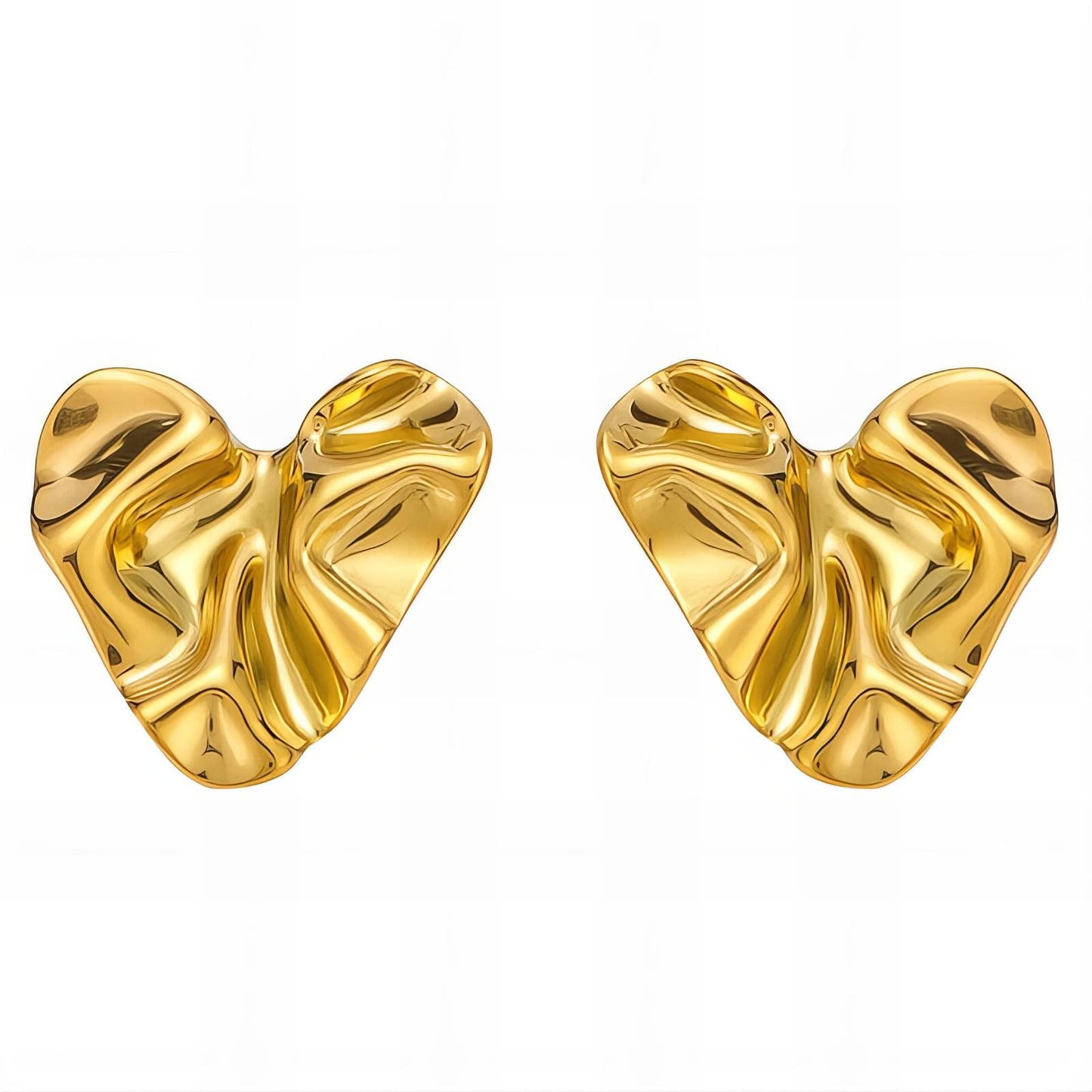"Hearts" Earrings, 18K Gold Plated Steel