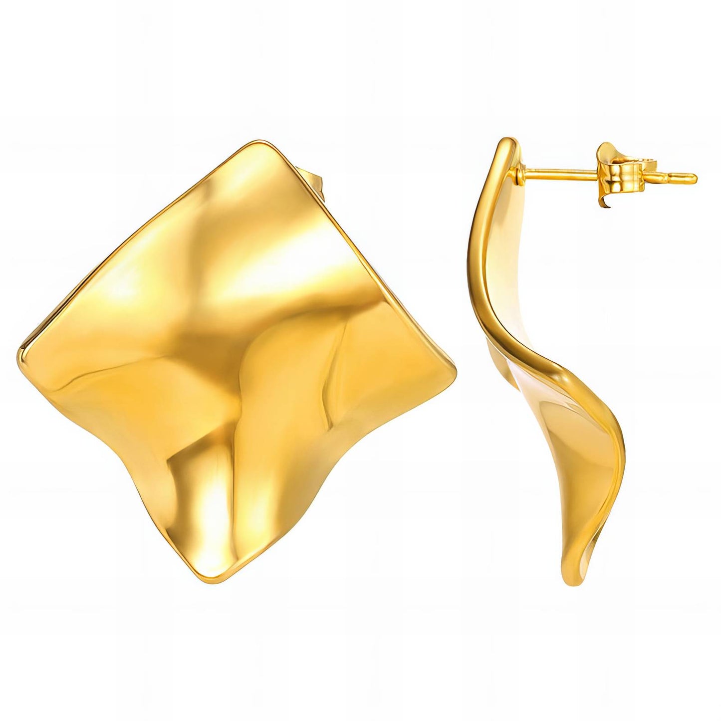 Earrings, 18K Gold Plated Steel