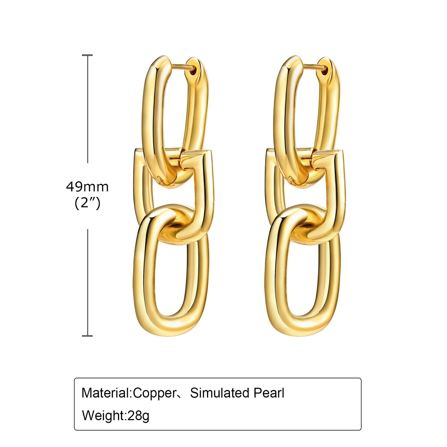 Drop Earrings 18K Gold Plated Steel