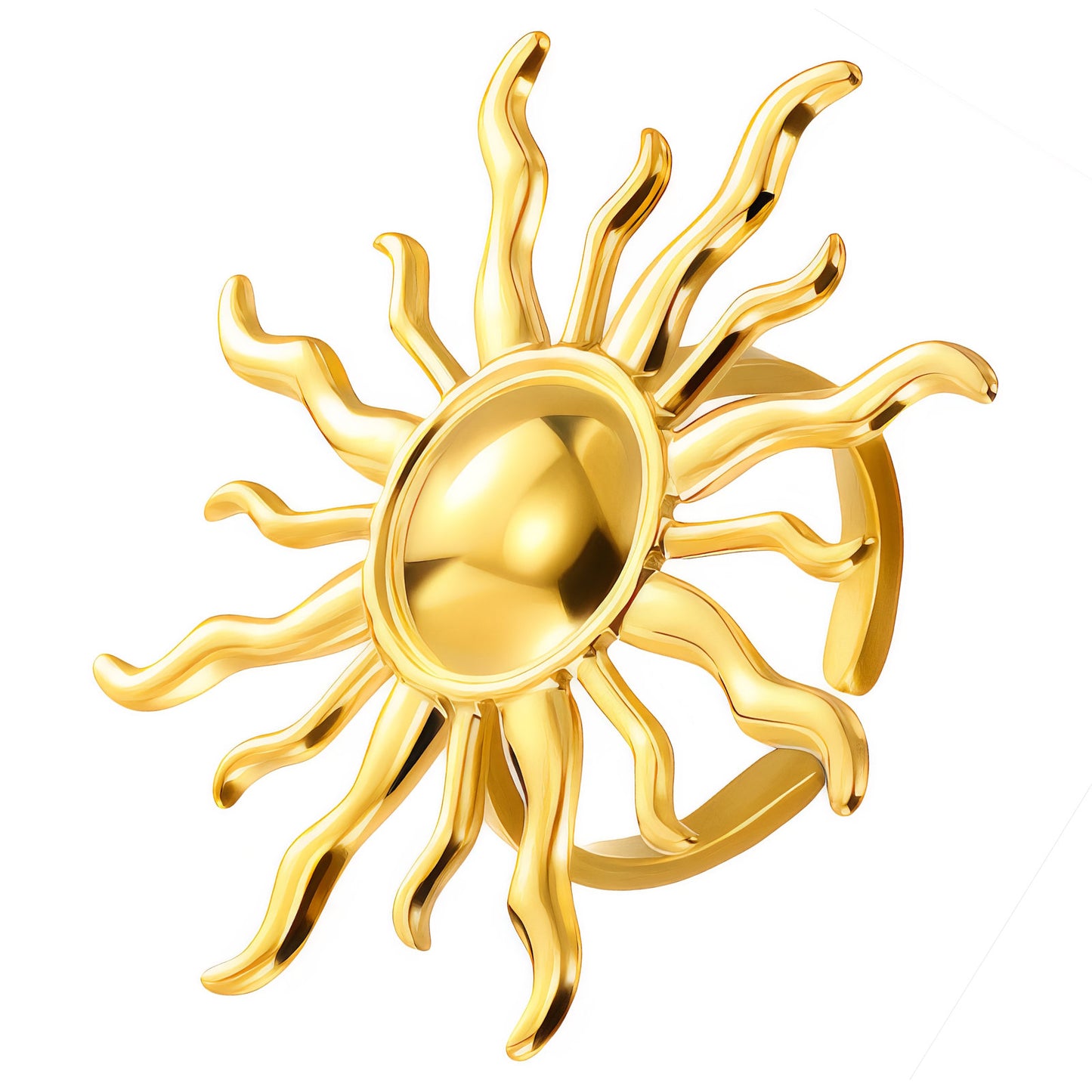 "Sun" Ring, 18K Gold Plated Steel