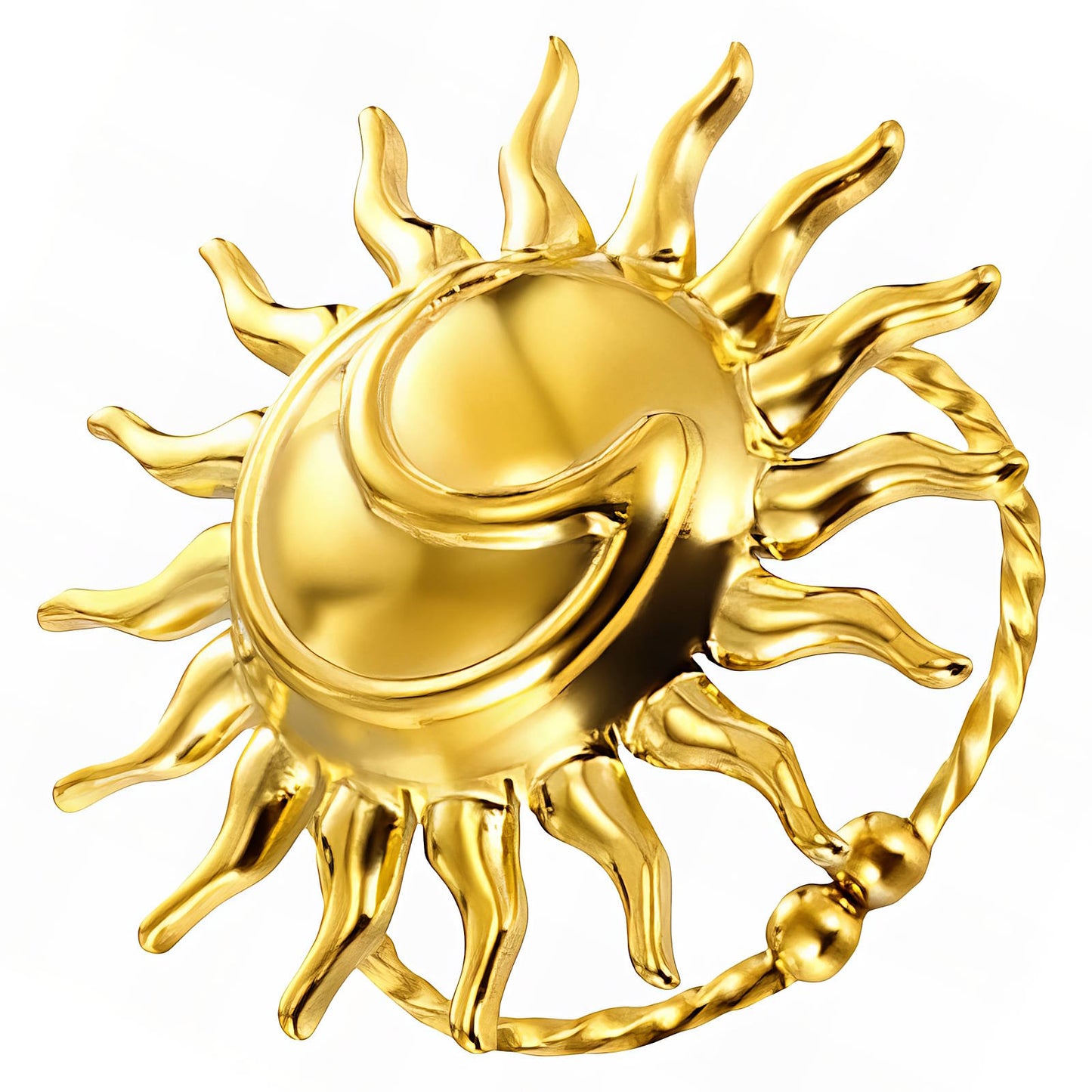"Sun" Ring, 18K Gold Plated Steel