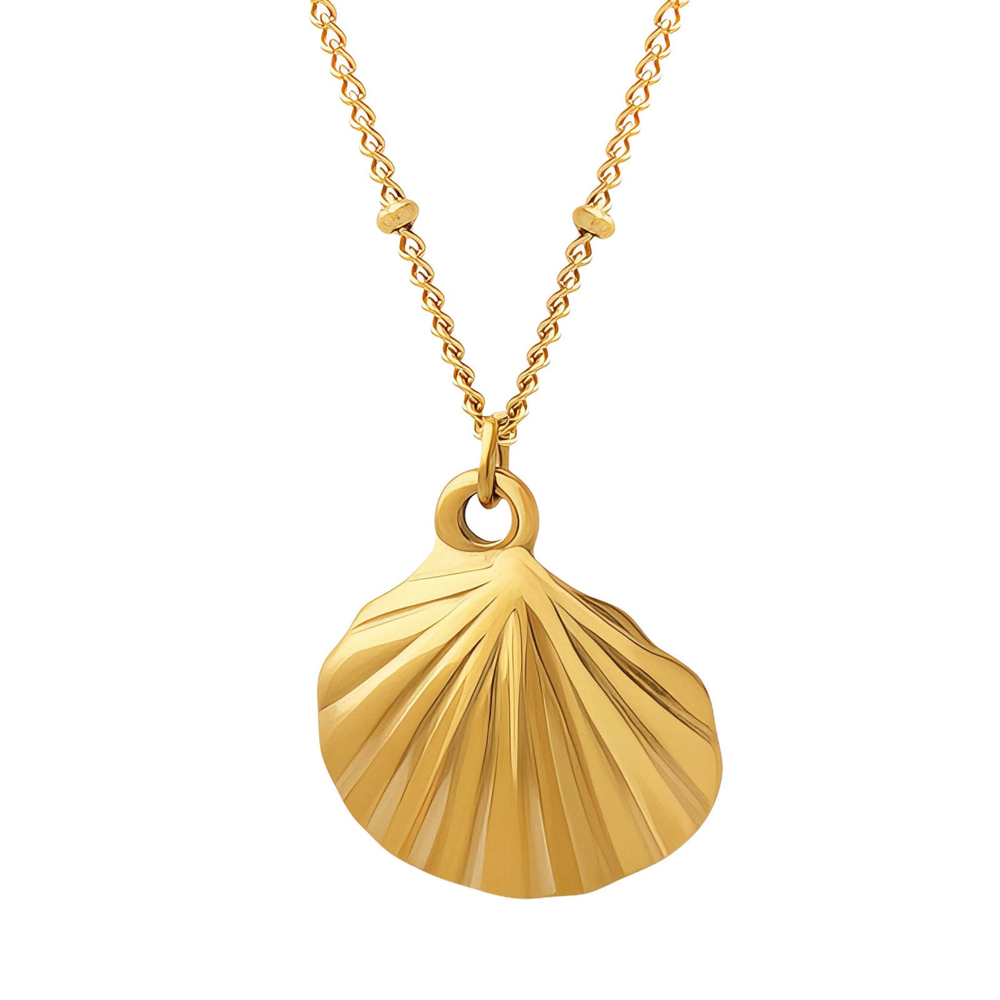 "Shell" Necklace, 18K Gold Plated Steel
