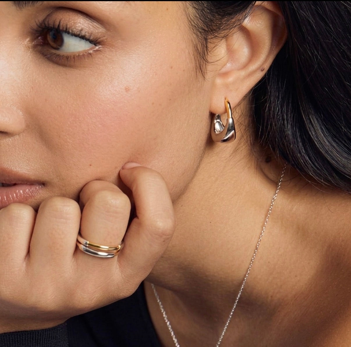 Chunky Hoop Earrings Geometric Huggie