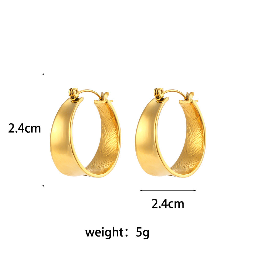 Ellipse Geometric Stainless Steel 18k Gold Plated Earrings