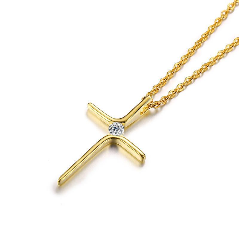 Cross Necklace 18K Gold Plated Steel
