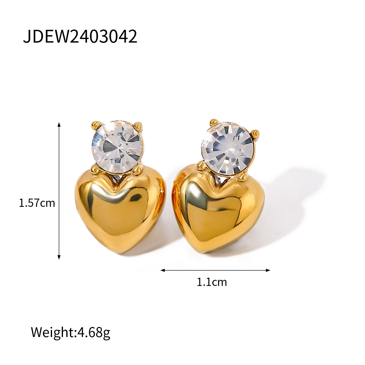Heart Stainless Steel 18k Gold Plated Earrings