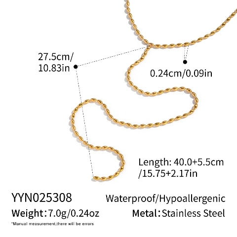 Oval Bead Chain 18k Gold Plated Stainless Steel