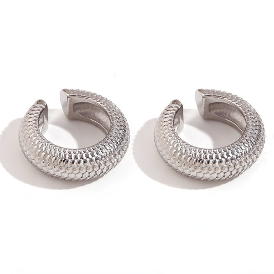 Circle Geometric Stainless Steel Clip On Earrings