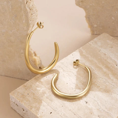 Shape Hoop Earrings 18K Gold Plated Steel