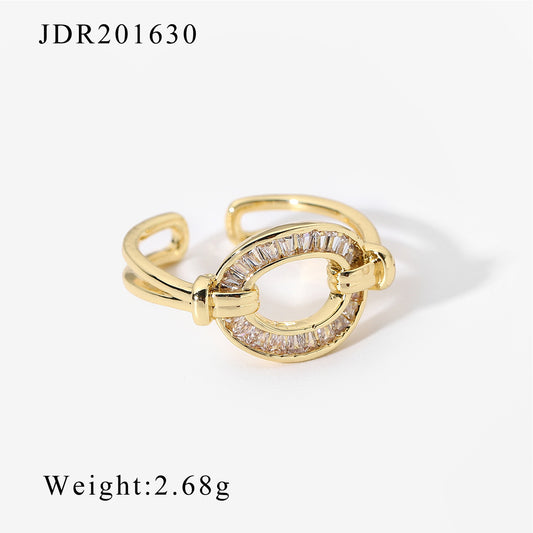 Ring Zirconia 18K Gold Plated Steel