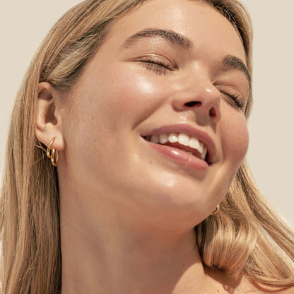 Circle Geometric Stainless Steel 18k Gold Plated Earrings