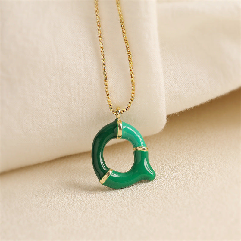 26 English Alphabet Pendant Necklace 18K Gold Stainless Steel