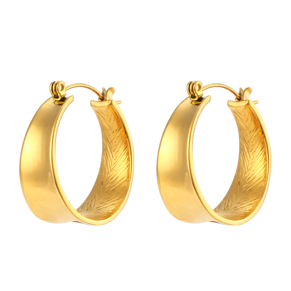 Ellipse Geometric Stainless Steel 18k Gold Plated Earrings