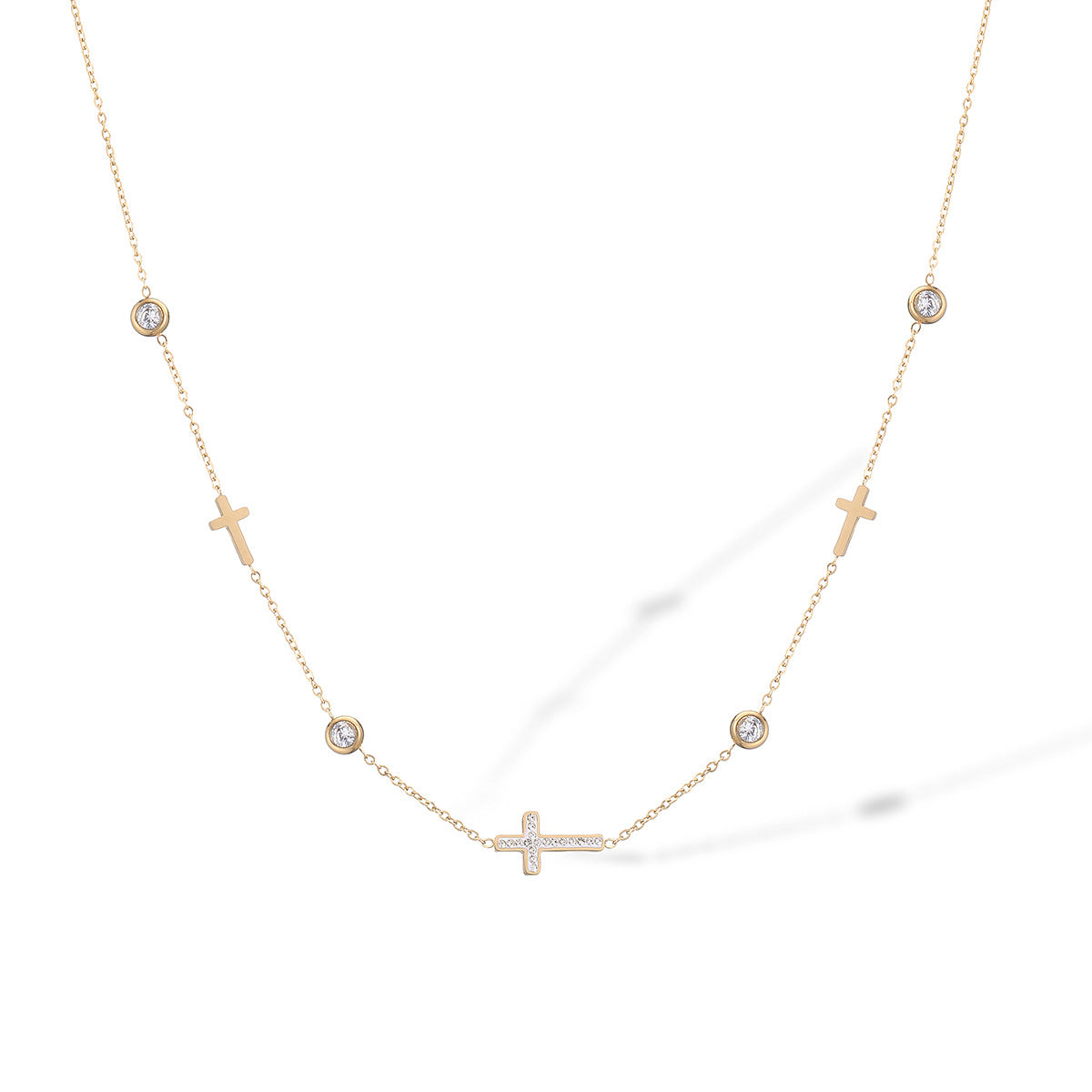 Cross 18K Gold Plated Steel Necklace