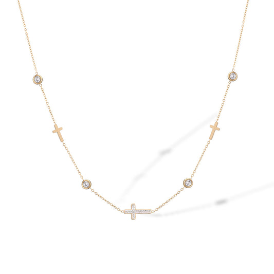 Cross 18K Gold Plated Steel Necklace