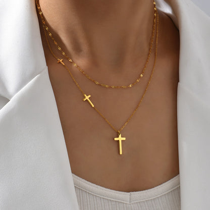 Cross 18K Gold Plated Steel Necklace