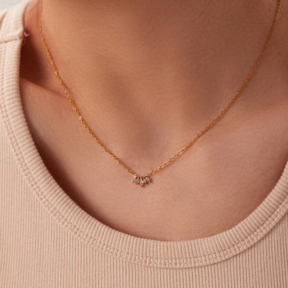 Inlaid Zircon Necklace 18K Gold Plated Steel
