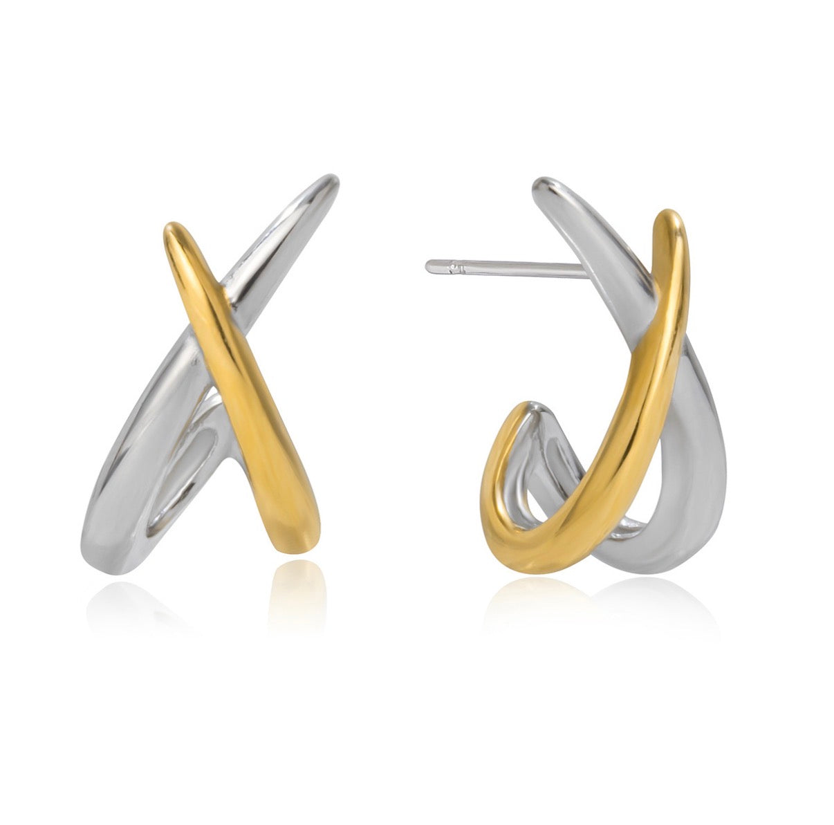 Geometric X Shape Cross Line Stud Earrings