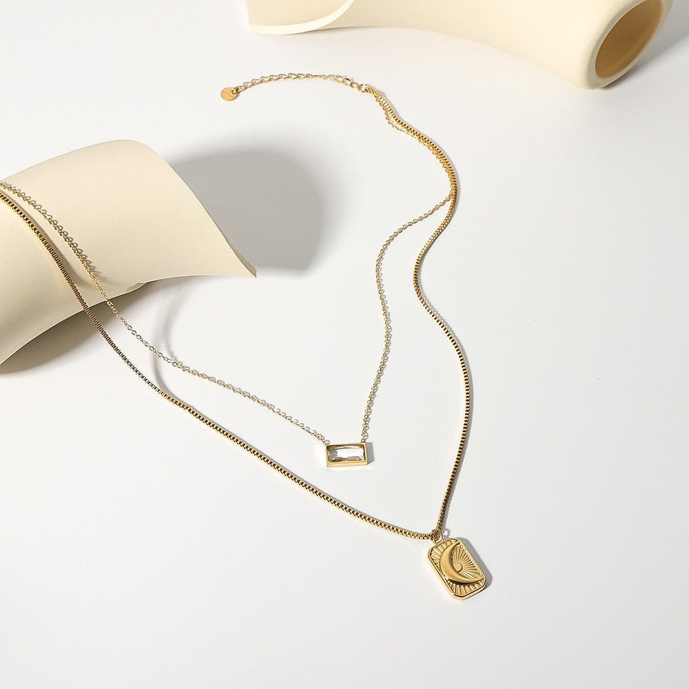 Moon Sun 18K Gold Plated Stainless Steel Necklaces