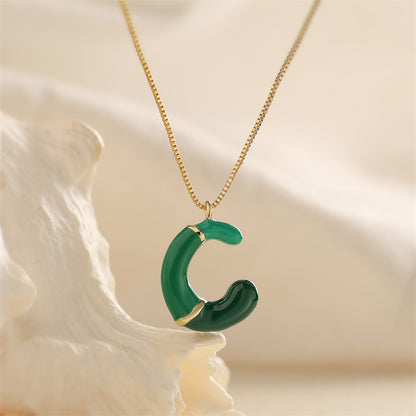 26 English Alphabet Pendant Necklace 18K Gold Stainless Steel