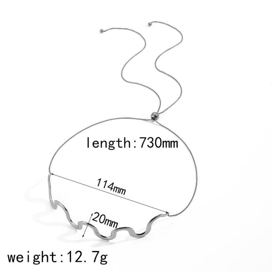 Ornament Wave Pull-Out Necklace  Stainless Steel