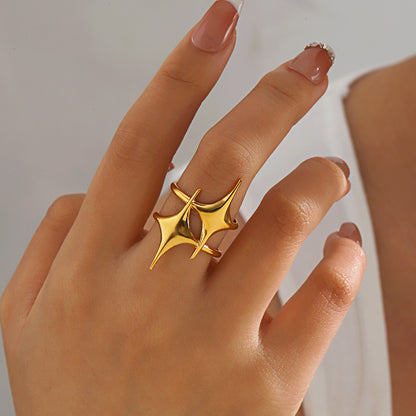 Star Ring 18k Gold Plated Steel