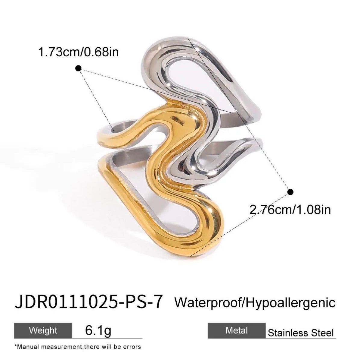 Two Tone Ring Stainless Steel Geometric Twisted Rope