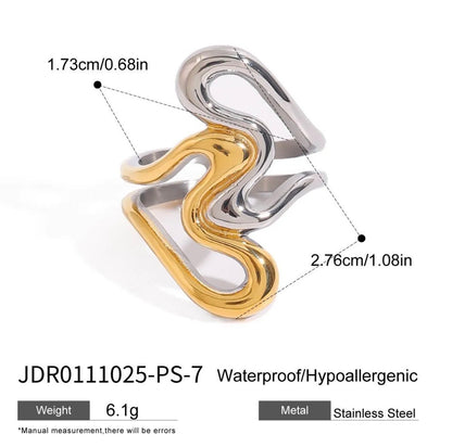 Two Tone Ring Stainless Steel Geometric Twisted Rope