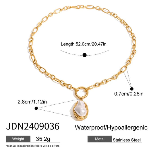 Artificial Baroque Pearl Stainless Steel Necklace