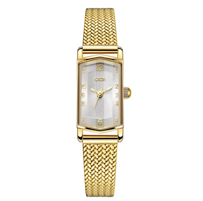 Women Quartz Wrist Watch Stainless Steel Milanese Mesh Strap Rectangular Dial Waterproof Retro