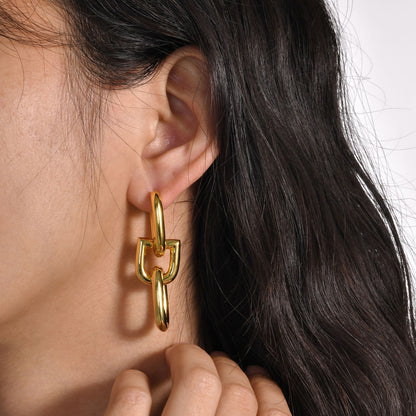 Drop Earrings 18K Gold Plated Steel