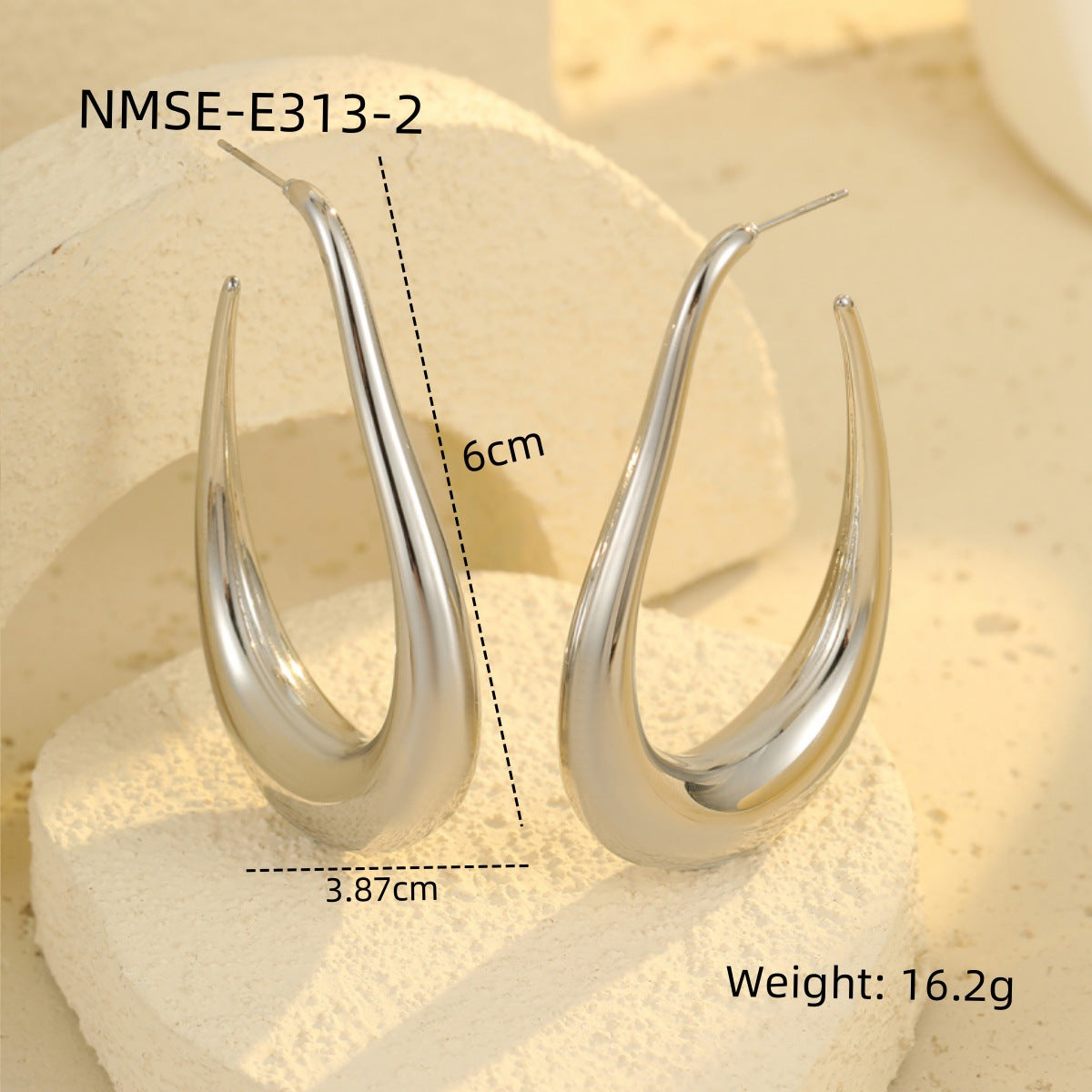 Exaggerated U Shape Stainless Steel Drop Earrings Ear Studs