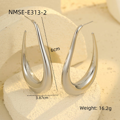 Exaggerated U Shape Stainless Steel Drop Earrings Ear Studs