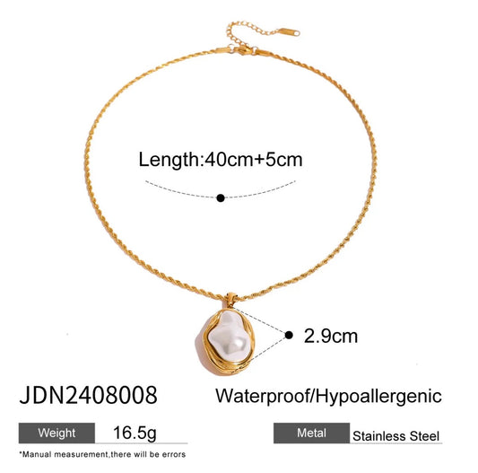 Artificial Baroque Pearl Stainless Steel Necklace