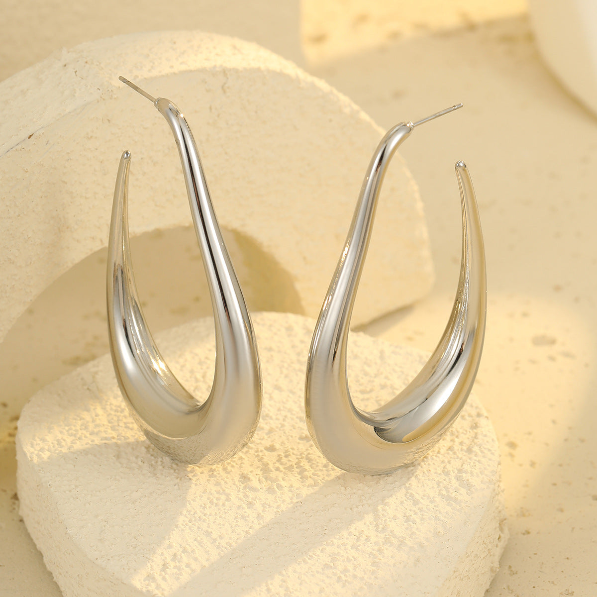 Exaggerated U Shape Stainless Steel Drop Earrings Ear Studs